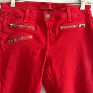J brand jeans red with silver zipper